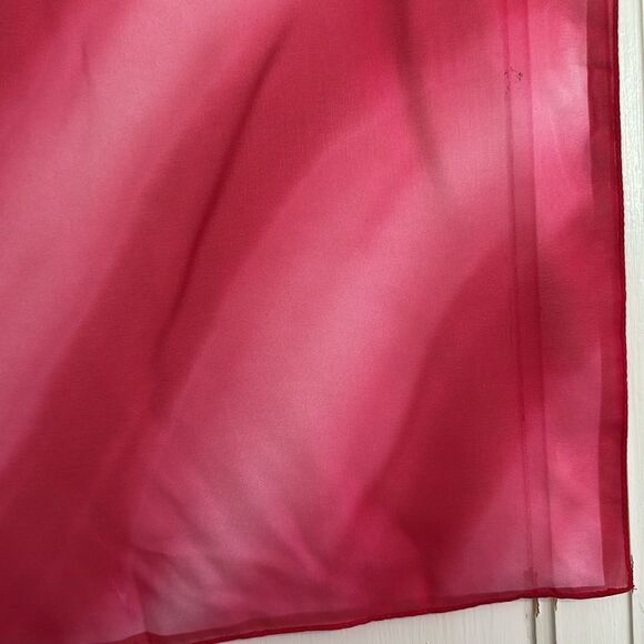 Vtg bright pink & light pink diagonal striped chiffon polyester square scarf - Picture 4 of 8